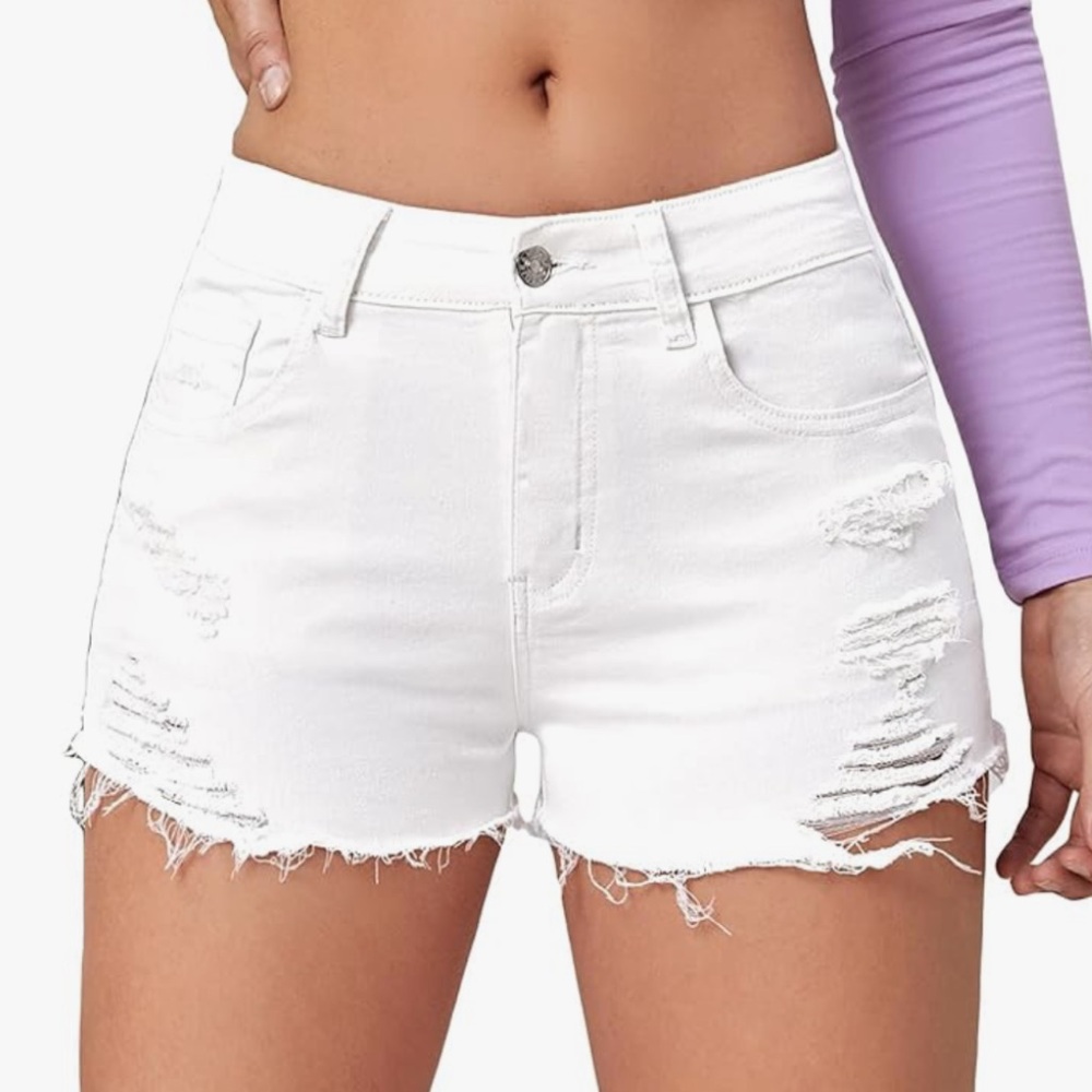 Verdusa Women's Ripped Distressed Skinny Denim Shorts